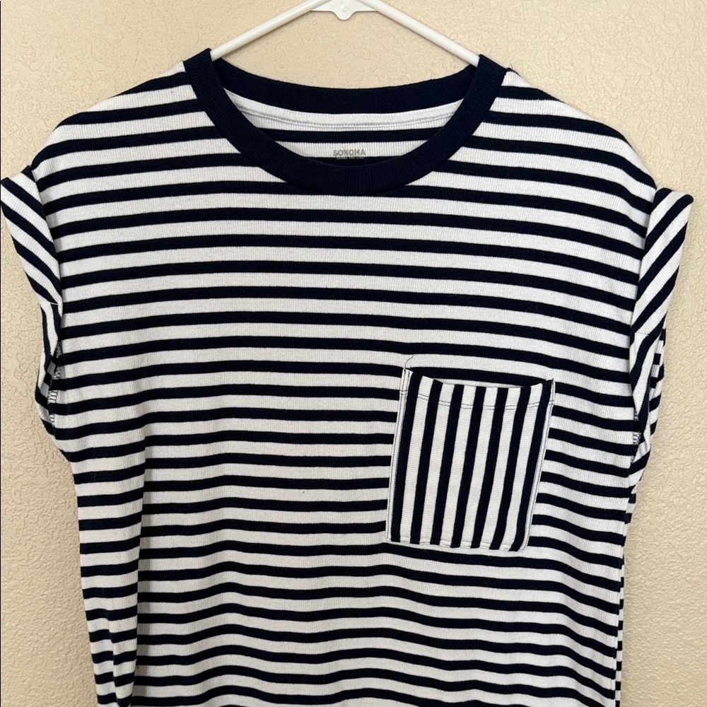 Sonoma Black and White Striped Mini Dress - Picture 2 of 7
